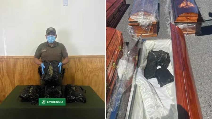 Maconha escondida em caixões é descoberta em caminhão no sul do Chile
