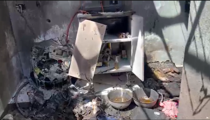 Imóvel queimado após explosão