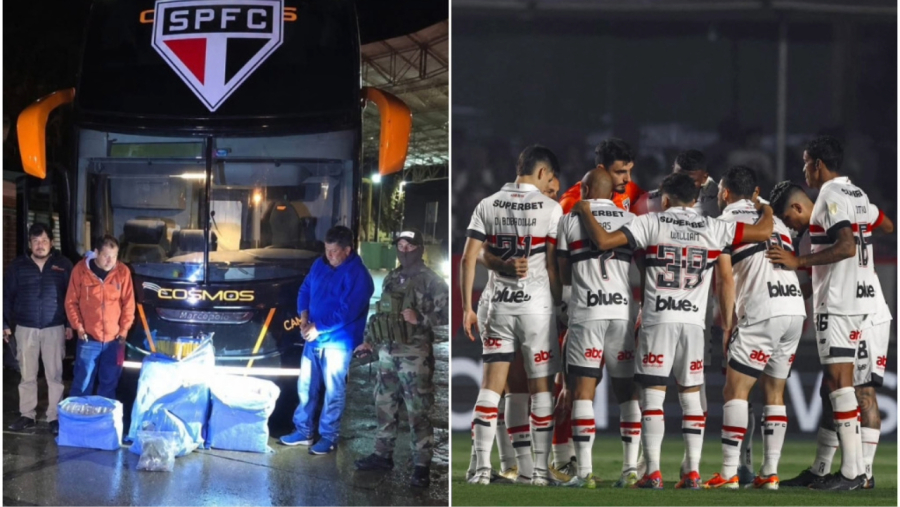 Ônibus do São Paulo FC é flagrado com 86 kg de maconha na Bolívia